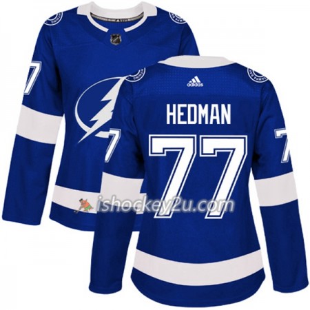 Dame NHL Tampa Bay Lightning Trøje Victor Hedman 77 Adidas 2017-2018 Blå Authentic